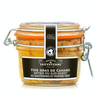 Foie gras d'anatra intero del Sud-Ovest IGP con Sauternes e pepe verde - Vaso Le Parfait 180g