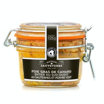 Foie gras de canard entier du Sud-Ouest IGP au Sauternes et au poivre vert - Bocal Le Parfait 180g
