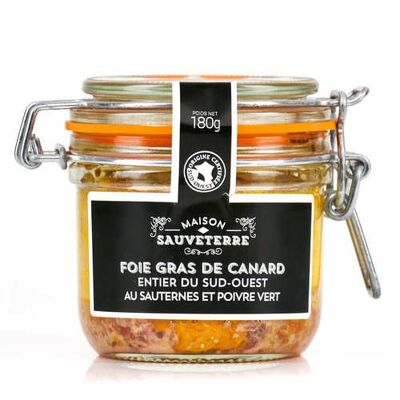 Foie gras d'anatra intero del Sud-Ovest IGP con Sauternes e pepe verde - Vaso Le Parfait 180g