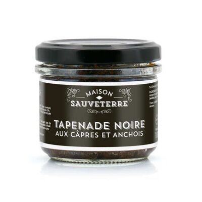 Schwarze Tapenade mit Kapern und Sardellen – 100-g-Glas