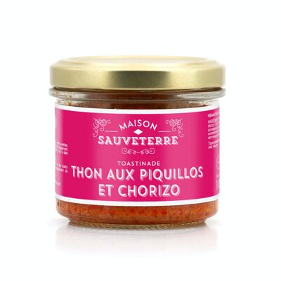 Toastinade mit Thunfisch, Chorizo und Piquillo-Pfeffer mit Espelette-Pfeffer - Verrine 100g