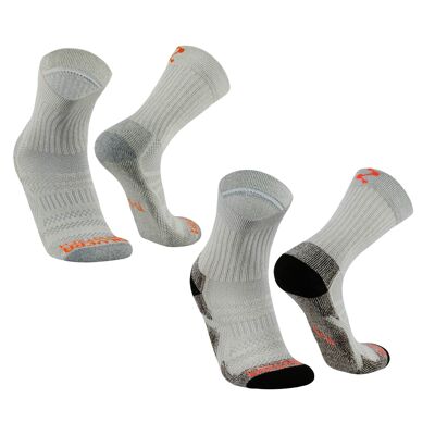Altura I 2 Pairs of Premium PIMA Cotton Hiking Socks, Padded, Anti-Blistering, Trekking Socks for Hiking - Outdoor Socks Trekking Sports Socks for Women and Men - Grey/Coffee
