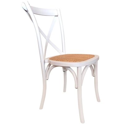 WOODEN DINING CHAIR PROVENCE WHITE / RATTAN.