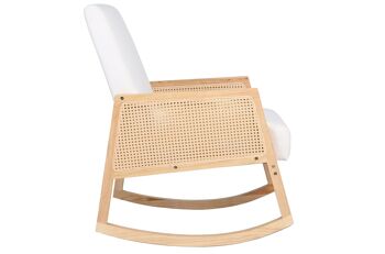 FAUTEUIL A BASCULE JULIA CREME MICROFIBRE / ROTIN / BOIS 3