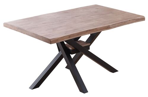 MESA COMEDOR FIJA XENA 150 ROBLE HONEY / NEGRO TAPA CON FORMA.