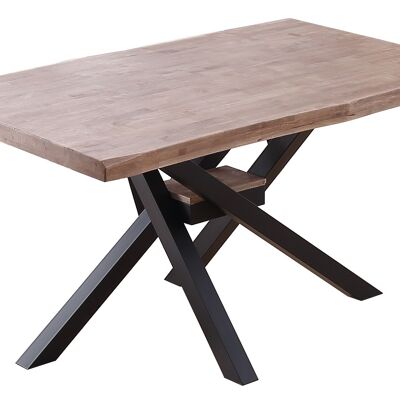 MESA COMEDOR FIJA XENA 150 ROBLE HONEY / NEGRO TAPA CON FORMA.