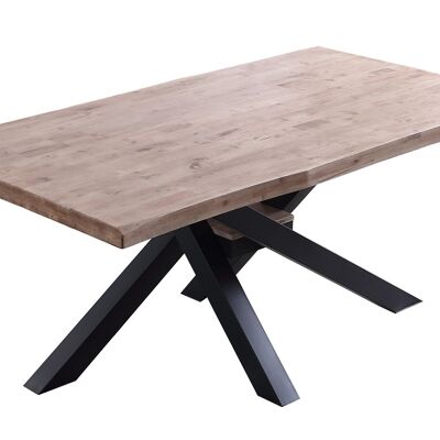 FIXED DINING TABLE XENA 180 HONEY OAK / BLACK SHAPED TOP.