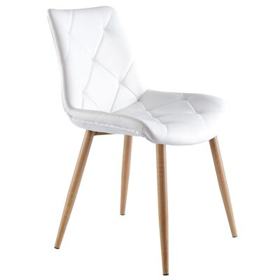 DINING CHAIR MARLENE SIMIL LEATHER WHITE / OAK