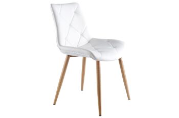 CHAISE DE SALLE À MANGER MARLENE SIMIL CUIR BLANC / CHÊNE 1