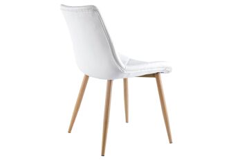 CHAISE DE SALLE À MANGER MARLENE SIMIL CUIR BLANC / CHÊNE 2