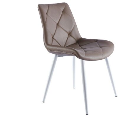 DINING CHAIR MARLENE SIMIL LEATHER TAUPE / WHITE