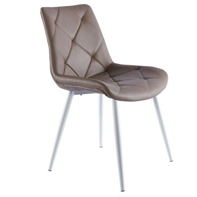 DINING CHAIR MARLENE SIMIL LEATHER TAUPE / WHITE