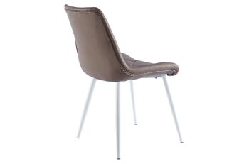 CHAISE DE SALLE À MANGER MARLENE SIMIL CUIR TAUPE / BLANC 2