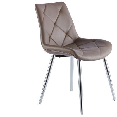 DINING CHAIR MARLENE SIMIL LEATHER TAUPE / CHROME
