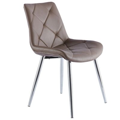 DINING CHAIR MARLENE SIMIL LEATHER TAUPE / CHROME