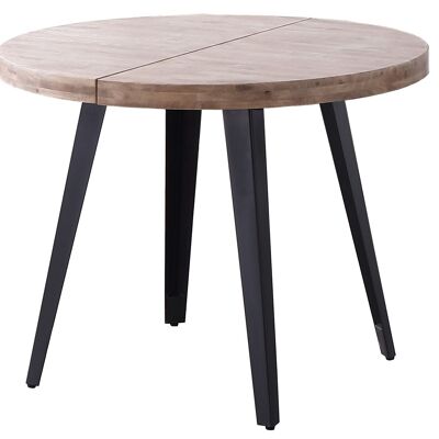 MESA COMEDOR REDONDA EXTENSIBLE BERG ROBLE HONEY / NEGRO.