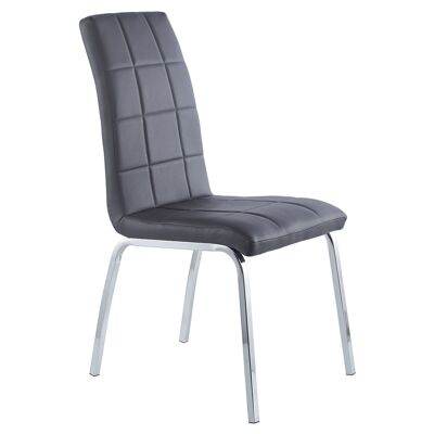 BETTY DINING CHAIR FAMILY LEATHER GRAY / CHROME