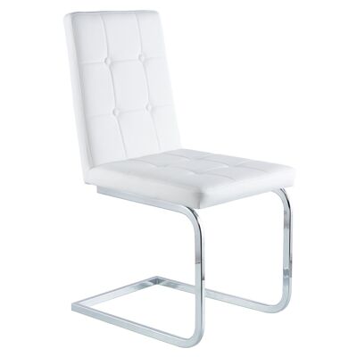DINING CHAIR VANITY FAMILY LEATHER WHITE / CHROME