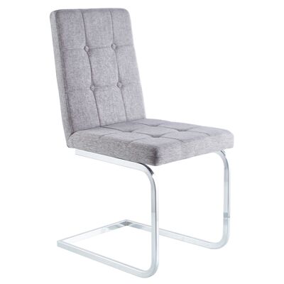 DINING CHAIR VANITY SIMILE FABRIC GRAY / CHROME