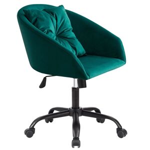 FAUTEUIL PIVOTANT EN VELOURS COUSSIN VERT.