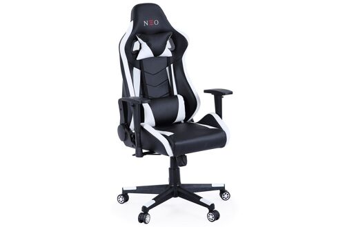 SILLÓN GIRATORIO Y RECLINABLE GAMER NEO PRO NEGRO / BLANCO.