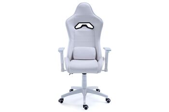 FAUTEUIL GAMER PIVOTANT ET INCLINABLE JORDAN SIMIL CUIR BLANC. 2