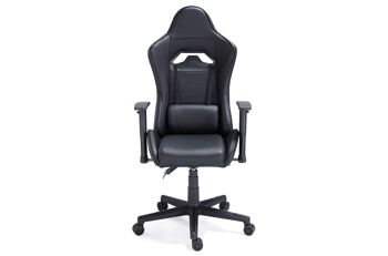 FAUTEUIL GAMER PIVOTANT ET INCLINABLE JORDAN SIMIL CUIR NOIR. 2