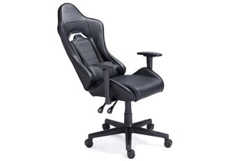 FAUTEUIL GAMER PIVOTANT ET INCLINABLE JORDAN SIMIL CUIR NOIR. 3