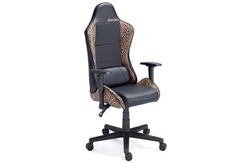 SILLÓN GAMER GIRATORIO Y RECLINABLE JORDAN LEOPARD NEGRO / LEOPARDO