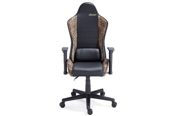 FAUTEUIL GAMER PIVOTANT ET INCLINABLE JORDAN LEOPARD NOIR / LEOPARD 2