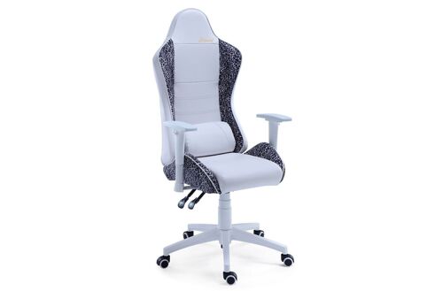 SILLÓN GAMER GIRATORIO Y RECLINABLE JORDAN LEOPARD BLANCO / LEOPARDO