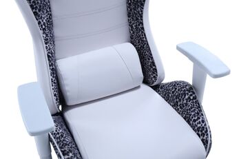 FAUTEUIL GAMER PIVOTANT ET INCLINABLE JORDAN LEOPARD BLANC / LEOPARD 4