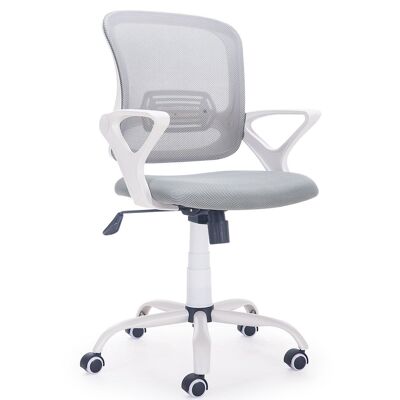 SILLA DE ESCRITORIO GIRATORIA MODELO BRISA GRIS / ESTRUCTURA BLANCA