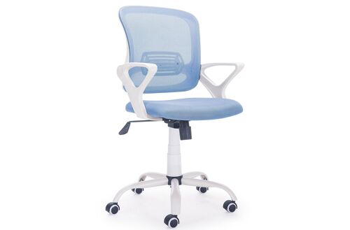 SILLA DE ESCRITORIO GIRATORIA MODELO BRISA AZUL / ESTRUCTURA BLANCA