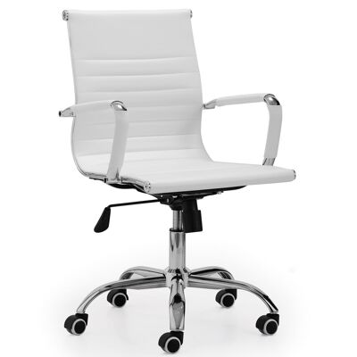 FAUTEUIL PIVOTANT CUIR BLANC LUCY