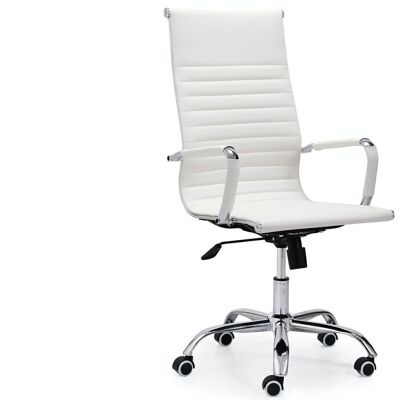 LETTER SWIVEL ARMCHAIR WHITE FAUX LEATHER