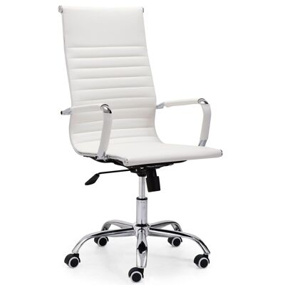 LETTER SWIVEL ARMCHAIR WHITE FAUX LEATHER