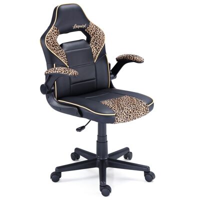 GAMER SPORT LEOPARD ARMCHAIR LEATHER SIMULATED BLACK / LEOPARD.
