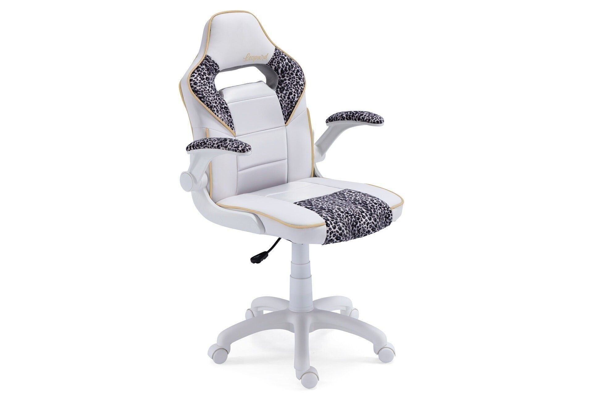 GAMER SPORT LEOPARD SESSEL LEDER SIMULIERT WEISS / LEOPARD.