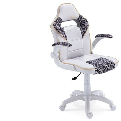 GAMER SPORT LEOPARD ARMCHAIR LEATHER SIMULATED WHITE / LEOPARD.
