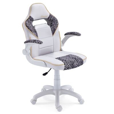 GAMER SPORT LEOPARD ARMCHAIR LEATHER SIMULATED WHITE / LEOPARD.