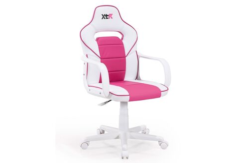 SILLÓN GIRATORIO XTR JUNIOR SÍMIL PIEL BLANCO / FRESA.