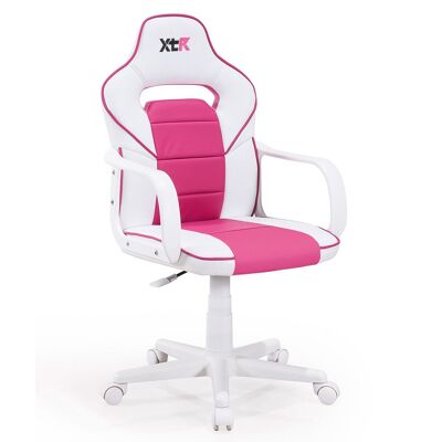 FAUTEUIL PIVOTANT XTR JUNIOR BLANC / SIMILI CUIR FRAISE.