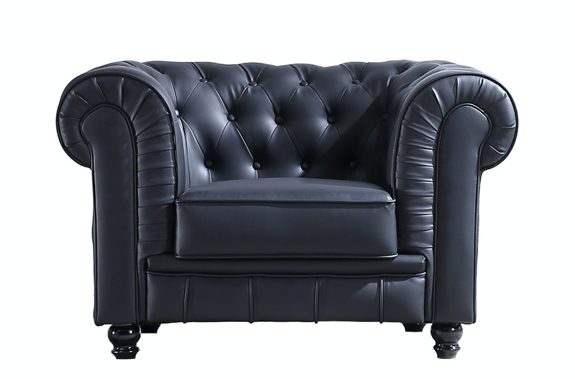 DIVANO CHESTERFIELD 1 POSTO PELLE NERO