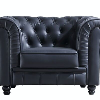 CHESTERFIELD 1 SEATER SOFA LEATHER BLACK