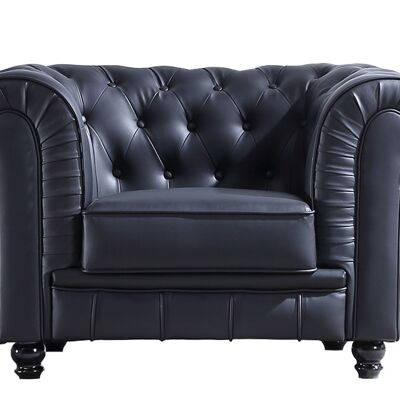 CHESTERFIELD 1 SEATER SOFA LEATHER BLACK