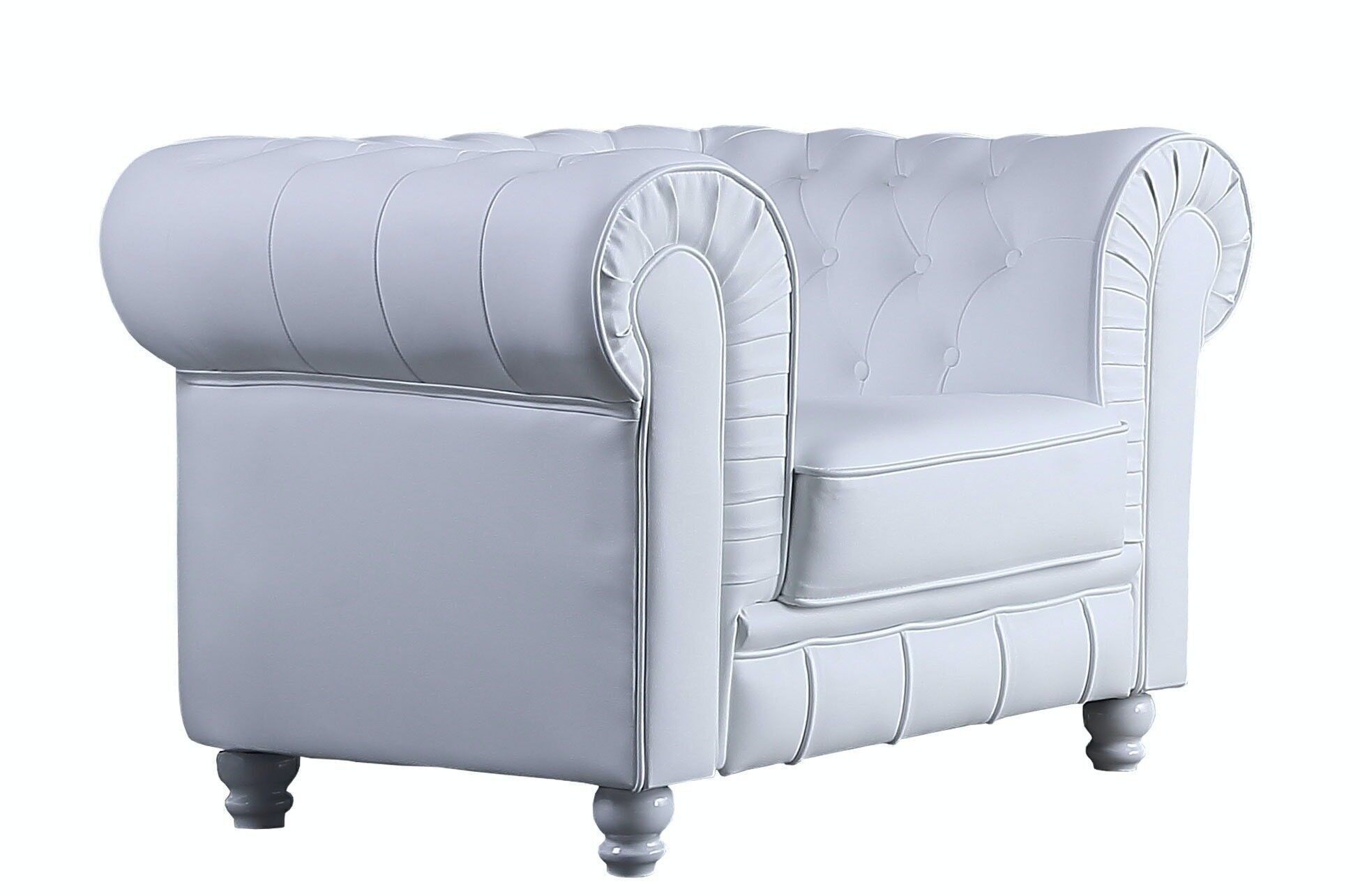 CHESTERFIELD 1-SITZER-SOFA LEDER WEIß