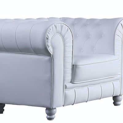 CHESTERFIELD 1 SEATER SOFA LEATHER WHITE
