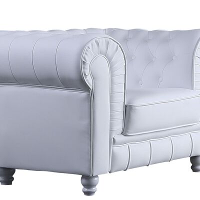CHESTERFIELD 1 SEATER SOFA LEATHER WHITE