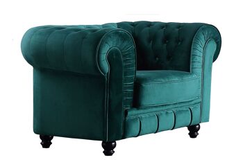 CANAPÉ CHESTERFIELD 1 PLACE VELOURS VERT 1